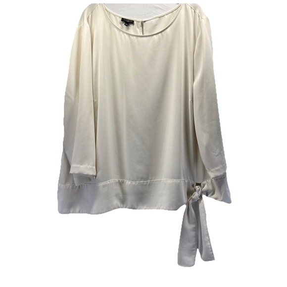 Talbots Tops - Talbots Women's Blouse Top Size‎ 20W Solid Ivory Minimalist 3/4 Sleeve Side Tie